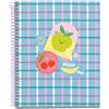Miquelrius - Taccuino A5 (148 x 210 mm), 100 fogli a quadretti da 70 g/m², copertina in cartone rigido, 4 bande colorate, spirale, 2 fori, taccuino a quadretti, cartoleria carina, Happy Fruits