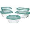 Luminarc Keep'n Lagon Set 5 contenitori in vetro con coperchio 76cl - 82cl - 92cl - 2 x 122cl bicolore