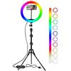 Generico Luce Anulare RGB con Treppiede e Supporto Clip per Smartphone, Luce Dimmerabile da Selfie, 16 Colori e Modalità Flash per Truccatura Streaming in Diretta YouTube TikTok