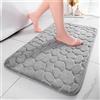 chakme - Tappeto da bagno in memory foam, assorbente per la doccia, zerbino decorativo, antiscivolo per il bagno e il soggiorno, 60 x 90 cm, grigio chiaro