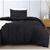 Utopia Bedding Copripiumino Singolo - Copripiumino in Microfibra di Poliestere 135x200cm + Federa con Orlo Plissettato 80x80cm - Nero