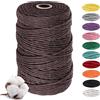 JOKILY Filo macramè 3 mm x 100 m, filo di cotone 100% corda di cotone, corda di cotone, corda di cotone, corda di cotone, punto da appendere alla parete, gancio per piante, artigianato (marrone)
