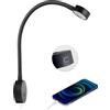 Obeaming 12V Lampade da Lettura LED Camper con Caricatore USB & Luce notturna blu, Girevole Spot Barca Lampada da Parete da Comodino Dimmerabile, Per Caravan Furgone Van, 12-24V DC Finitura nichel