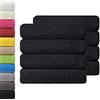 NatureMark Set di 8 asciugamani in spugna, 50 x 100 cm, nero, 100% cotone
