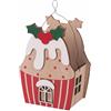 Villa d'Este Home Tivoli Cestino cupcake in compensato, gancio in ferro, con bacche, 14,5x9x20 cm, Xmas