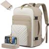 LOVEVOOK Zaino da Viaggio Donna, 50L Zaino Aereo Bagaglio a Mano, Impermeabile Zaini Trolley Cabin Max per Ryanair Easyjet, Grande Zaino Porta PC 18 Pollici Valigia Borsa a Zainetto, Kaki Beige