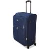 R.Leone Valigia EXTRA LARGE 85x52x35 Ultra Grande Espandibile XXL 4 ruote in stoffa 214 (Extra Large 85x52x35 cm, Blu)