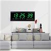 SanBouSi Orologio da parete digitale a LED, orologio da parete con calendario digitale e indicatore di temperatura, grande, per soggiorno, ufficio, colore verde