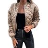 WEOPLKIN Giacca bomber da donna trapuntata con cerniera cappotti invernali in pelliccia sintetica giacche e cappotti autunno capispalla top con tasche, 01-kaki, XXL