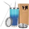 Y·J&H YJH Y·J&H - Tazza da viaggio a doppia parete isolata sottovuoto, in acciaio inox, con 2 coperchi a prova di spruzzi, 2 cannucce e spazzola per la pulizia, senza BPA, turchese e blu