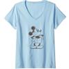 Disney Mickey Mouse Classic Retro Sketched Profile Maglietta con Collo a V