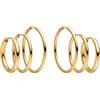 PURELEI® Set di Orecchini a Cerchio Impermeabili da Donna, 3 Paia in Oro, Argento, Oro Rosa, Acciaio Inox, Regalo per Donne, Diverse Misure