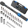 KRETLAW Set di Chiavi Dinamometriche 3/8 da 30 Pezzi, Chiave Dinamometrica a Scatto da 5-60 Nm (72 Denti con Precisione ±3%) con Estensioni, Bussole e Adattatore per Manutenzione di Biciclette