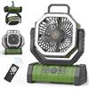 OUWANCH Ventilatore Portatile da Campeggio con Luce LED, 4 Livelli 20000 mAh con Telecomando e Gancio Ventilatore da Tavolo USB Silenzioso per Pesca, Picnic, Barbecue, Escursionismo