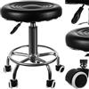 lushh BEAUTYLUSHH BEAUTYLUSHH Sgabello con rotelle - Sedia cosmetica girevole regolabile in altezza 43-54 cm, seduta in pelle PU, poggiapiedi, ruote in gomma, 150 kg, sedia da parrucchiere nera