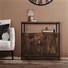 ML DESIGN modern living ML-Design Credenza in Legno Design Rustico Marrone Vintage 80 x 80,5 x 50,5 cm Telaio in Metallo Nero Mobile con 2 Scomparti 2 Ante Armadietto per Corridoio Salotto Soggiorno con Ripiani
