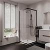 Parama Box Doccia Angolare Mod. Java 70x100cm Apertura Scorrevole Vetro Temperato 6mm Trasparente Profili in Alluminio Nero Opaco 16 Carrelli Scorrevoli Maniglia in ABS