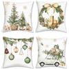 Bonhause Federe per Cuscini Natale Inverno 45 x 45 cm Copricuscini Decorativi Palle Alberi di Natale Foglie di Pino Camion Federa per Cuscino Divano Casa Decorazione Set di 4