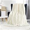 GKXLH Coperta Peluche Coperta Soffice - Coperte morbide Coperta di lanci per il letto, Caldo accogliente divano tiro, coniglio coperte di pelliccia sintetica e coperte per letto divano Sofa (Bianco)