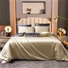 Luofanfei Copripiumino 240 x 260 Beige Dorato Adulto 2 Persone Completo Lenzuola Tinta Unita Satinata Copripiumino in Seta Liscia Setosa Luminosa Set Biancheria da Letto con Cerniera e 2 x 65 x 65 cm Federe