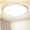 NIBSHOOM Plafoniera LED 4000K, 18W/1800LM Ultrasottile IP44 Impermeabile Rotonda, Lampada Moderna per Soffitto, Bagno, Cucina, Camera da Letto, Ø220*17mm