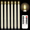 Weiongppy Candela a Led,6 candele a LED coniche,Candele senza Fiamma,Telecomando con timer,Batteria Lunghe per Natale,per candelabri, matrimoni, Halloween, decorazione natalizia(luce bianca calda)-Beige