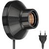 ledscom.de Supporto per applique/lampada ELEKTRA, spina, interruttore, porcellana, nero lucido, rotondo, 1x E27 max. 300W