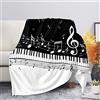 Kuiaobaty Coperta calda per pianoforte con note musicali e note musicali in morbido pile, idea regalo per gli amanti della musica, adulti o bambini, copriletto singolo