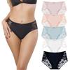 Chouchounel Mutandine Donna Hipster a Vita Bassa, Confezione da 5, Comode e Morbide, Intimo in Pizzo Multicolore, Lingerie Femminile in Pizzo (IT, Testo, M, Regular, Regular, Multicolore)