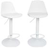 LANTUS Set di 2 Sgabello da Bar Moderno Sgabello Alto con schienale in Simipelle Sedia Alta da Cucina Regolabile Girevole-2pc-B bianco puro