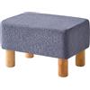 YMYNY Ottomano, Poggiapiedi Camera da Letto, Pouf Poggiapiedi, Materiale in Velluto Teddy, Sgabello Basso in Legno, Piccolo Sgabello Imbottito per Soggiorno e Ingresso 40 x 29 x 25CM Blu HBD030BU
