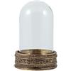 DRW Fanal Cupola Vetro con Base in Resina Dorata 18x9 cm