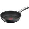 Tefal Unlimited On G25904 Padella da 24 cm con rivestimento antiaderente in titanio antigraffio e segnale termico, senza PFOA, adatta per tutti i piani cottura, anche per fornelli a induzione, nero