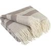 LYHome Plaid Cashmere con Lana Merinos - Coperta Invernale, Copriletto per Letto Divano, Singolo Matrimoniale Mezza Stagione, Coperte Morbida (140 x 200 cm, Bianco Sporco - Marrone Chiaro Strisce)