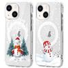 Xylota 2 Pezzi Cover Magnetica per iPhone 13 mini 5.4 Pollici, Trasparente Natale Custodia Compatibile con MagSafe, Aesthetic Christmas Disegni Babbo Silicone Bumper Protettiva Case, albero di Natale