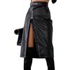 Generic Gonna in Ecopelle da Donna Gonna Longuette Divisa con Cerniera a Vita Alta Gonna da Club in Pelle PU a Tubino a Trapezio (Color : Black, Size : Medium)