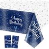 QUERICKY 2 tovaglie blu navy e argento, 130 x 220 cm, copertura da tavolo rettangolare in plastica per uomini, donne, ragazzi e ragazze, decorazioni per feste