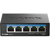 D-Link DMS-105 Switch non gestito multi-gigabit a 5 porte con cinque porte da 2.5G, senza ventola, compatto, struttura in metallo, QoS, Plug and Play