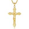 EUDORA Harmony Ball Collana con Croce Jusus in Argento Sterling Placcato Oro 18K per Uomini e Donne, Gesù Crocifisso con Ciondolo Protezione Amuleto Regalo per Marito Papà, 22+2