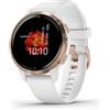 Garmin Venu 2S - Lunetta in acciaio inox color Rose Gold con cinturino in silicone e cassa color White