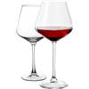 ASelected Set di 2 calici da vino in vetro da 450 ml, colore bordeaux, perfetti come regalo di Natale