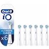 Oral-B Testine di Ricambio iO Ultimate Clean, Bianche, 6 Ricambi - 6 Testine di Ricambio per Spazzolino Elettrico, Rotonde Originali, Rimozione Profonda Della Piastra Batterica
