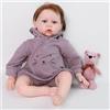 RUNGQIANY 50CM Lifelike Bambole Reborn Silicone Vinile Regali di Giocattoli per Bambini e Bambine Bambola Realistica Con Vestito Rosa con Cappuccio e orso di Peluche 20 pollici Regali di Natale