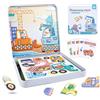 ASTARON Magnetic Puzzles Game Box per bambini piccoli, gioco educativo da viaggio, auto, aereo, attività per bambini, con 2 scene e 38 puzzle magnetici, regali di compleanno per bambini