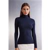 Intimissimi Maglia Collo Alto In Modal Light Con Cashmere Lamè Blu
