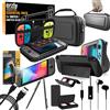 Orzly Accessori per Nintendo Switch (Confezione Include: Custodia per Switch, Copertura per Giochi, Pellicola Protettiva, Grip Case Cover, Cavo USB, Cuffie) Colori di Nero