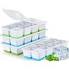 Jrisbo Stampo Ghiaccio Grande, JRISBO Set 2 Stampi con Coperchio per Cubetti Ghiaccio Silicone senza BPA, Formine Cubi Ghiaccio Forma Vaschette Ice Cube Tray per Cocktail Birra Whisky (2 Verde + 2 Blu)