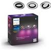 Philips Hue White & Color Ambiance Centura confezione da 3 faretti da incasso rotondi, plafoniere dimmerabili per il sistema Hue, controllo intelligente della luce tramite voce e app.