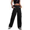 ZMPSIISA Pantaloni cargo da donna a vita alta a gamba larga pantaloni casual 6 tasche pantaloni militari da combattimento, Blu denim 2, M