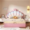 KAZZIO 140 x 200 cm, letto imbottito, letto principessa, illuminazione ambiente regolabile, listello della corona (rosa)